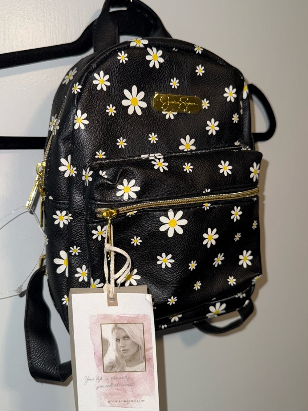 Jessica Simpson Black Daisy Mini Backpack - Picture 3 of 5